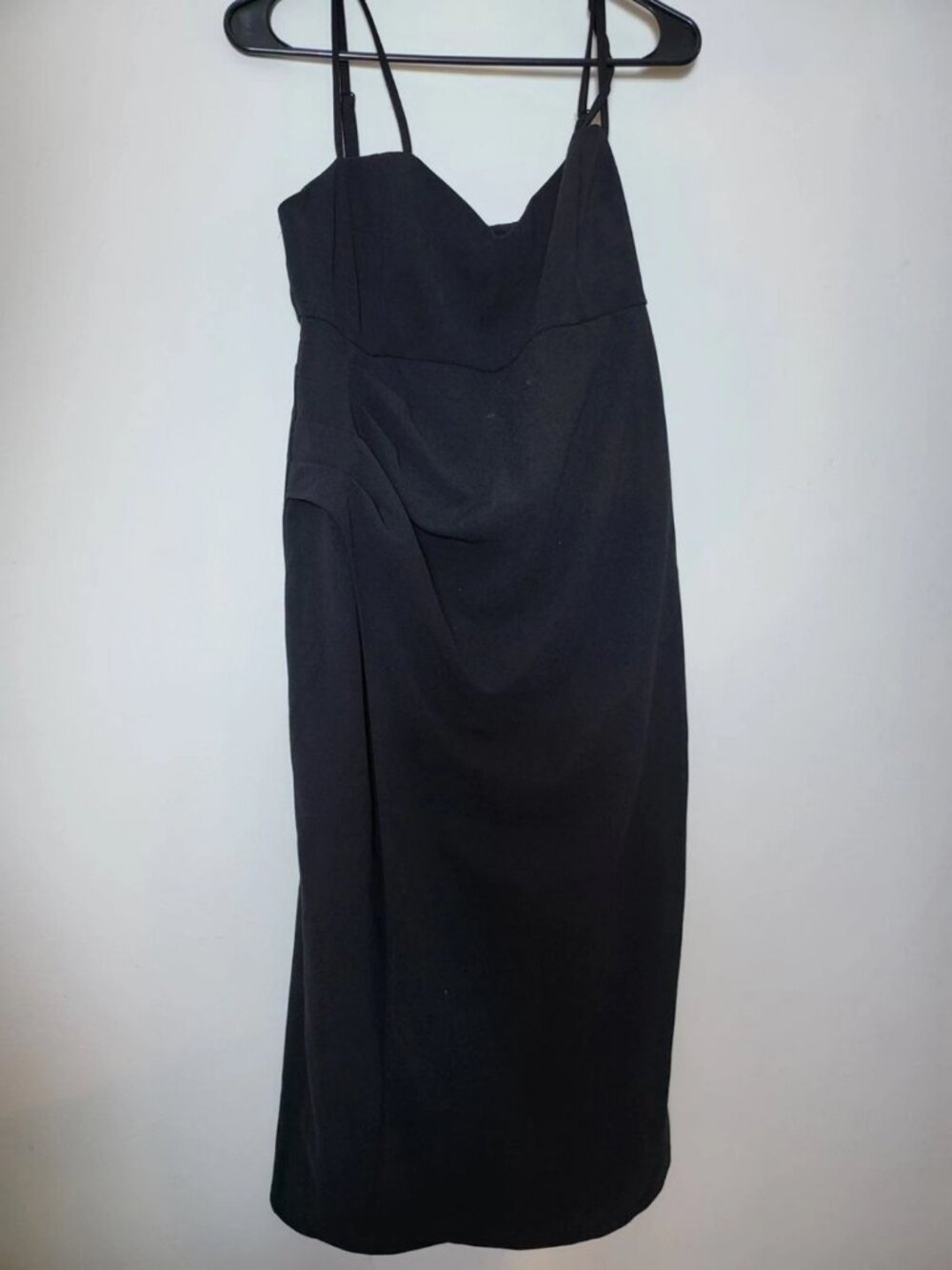 Classic Black Spaghetti-Strap Midi Dress